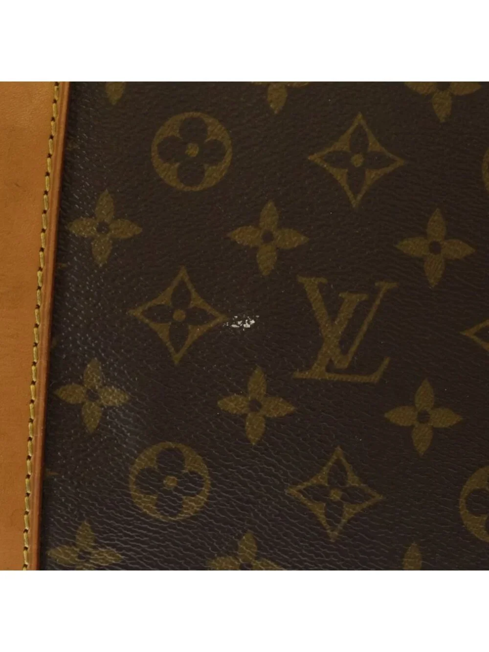 Louis Vuitton Monogram Keepall 60 Boston Bag Brown Leather